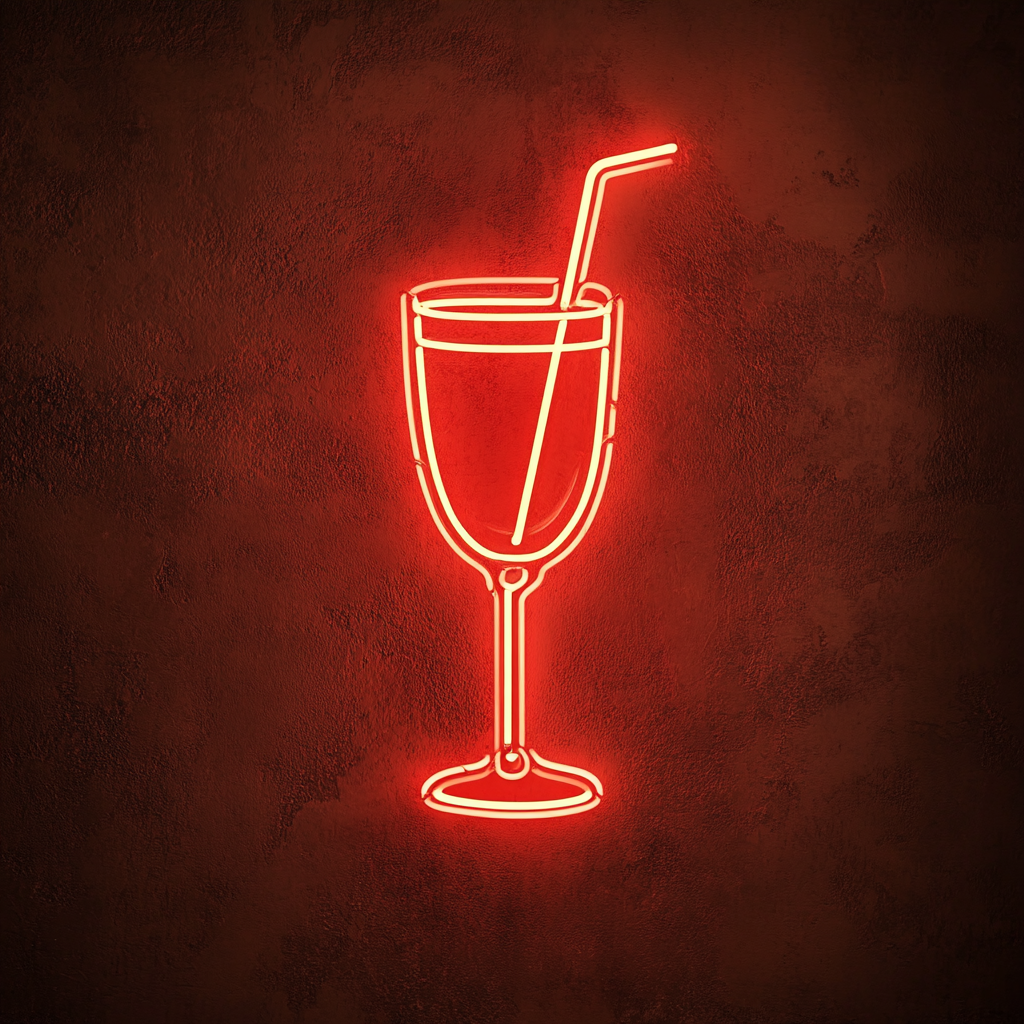 Cocktail Glass - Red Neon Sign, 24 Inches