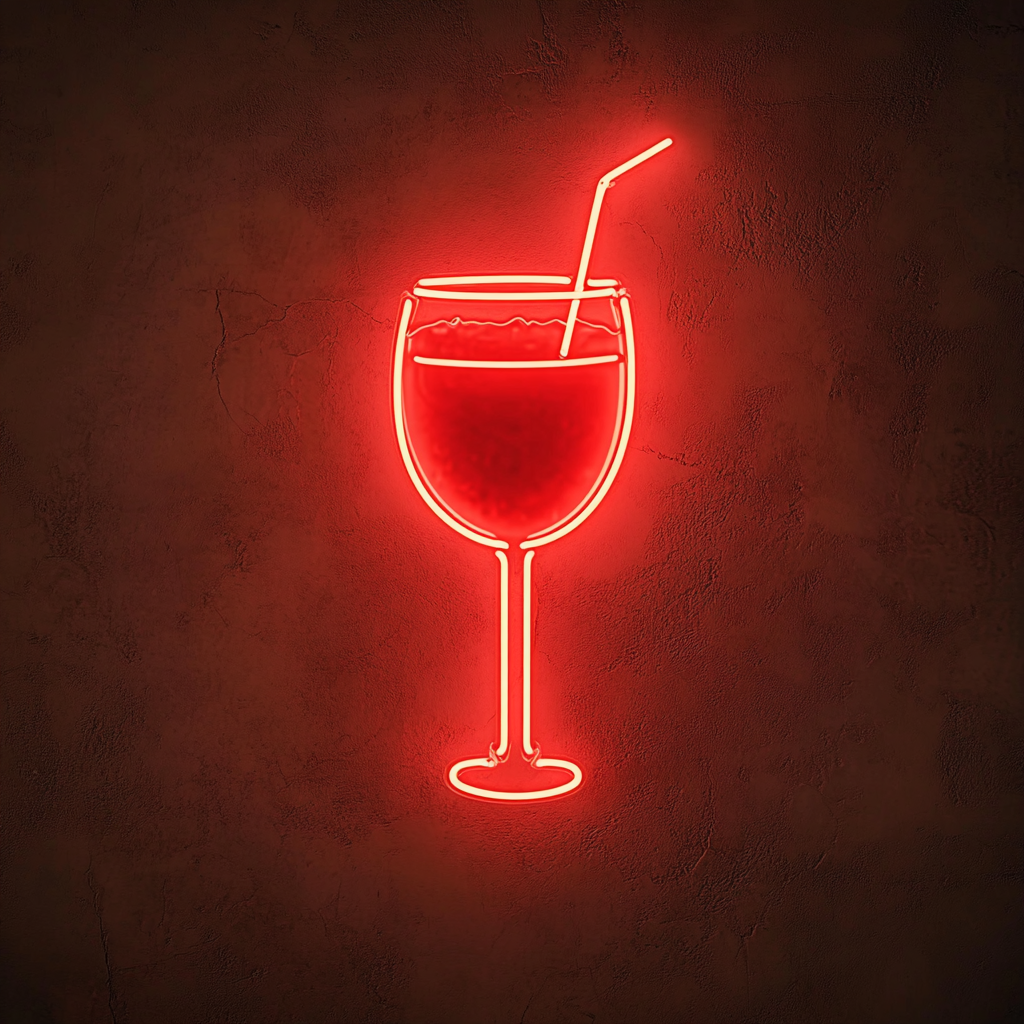 Cocktail Glass - Red Neon Sign, 24 Inches