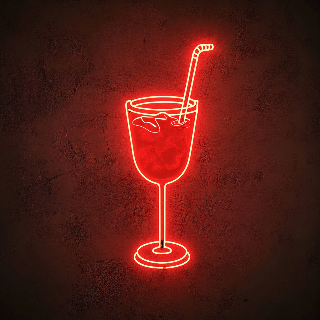 Cocktail Glass - Red Neon Sign, 24 Inches