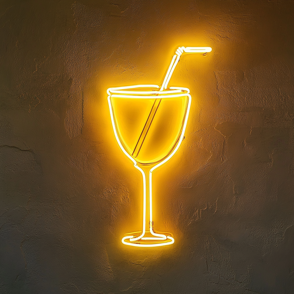Cocktail Glass - Yellow Neon Sign, 24 Inches