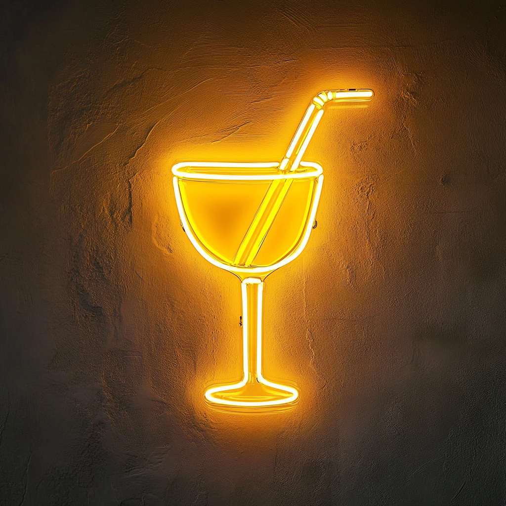 Cocktail Glass - Yellow Neon Sign, 24 Inches