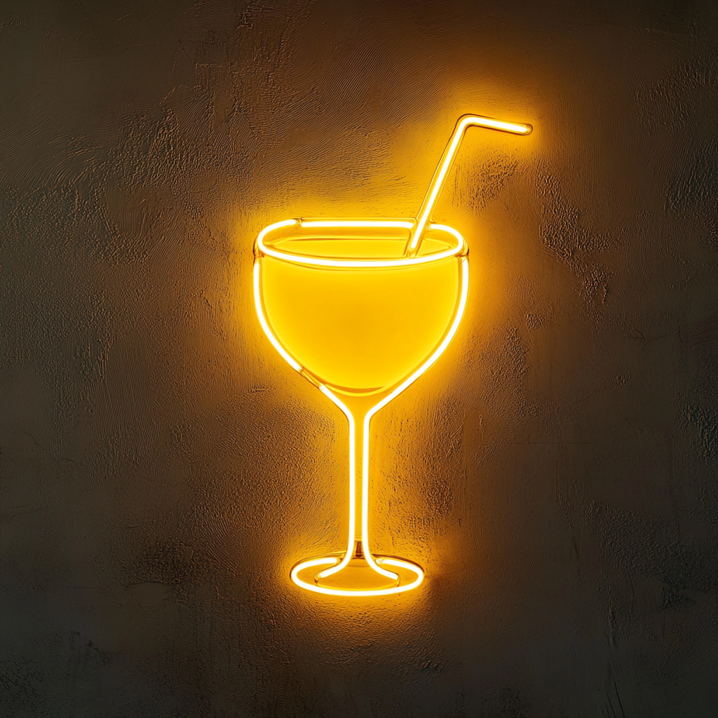 Cocktail Glass - Yellow Neon Sign, 24 Inches
