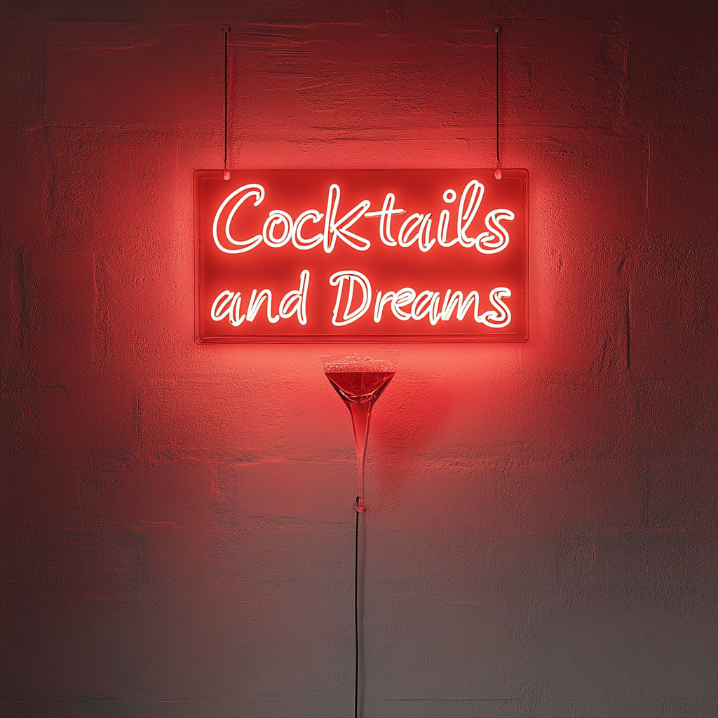 "Cocktails and Dreams" - Red Neon Sign, 24 Inches