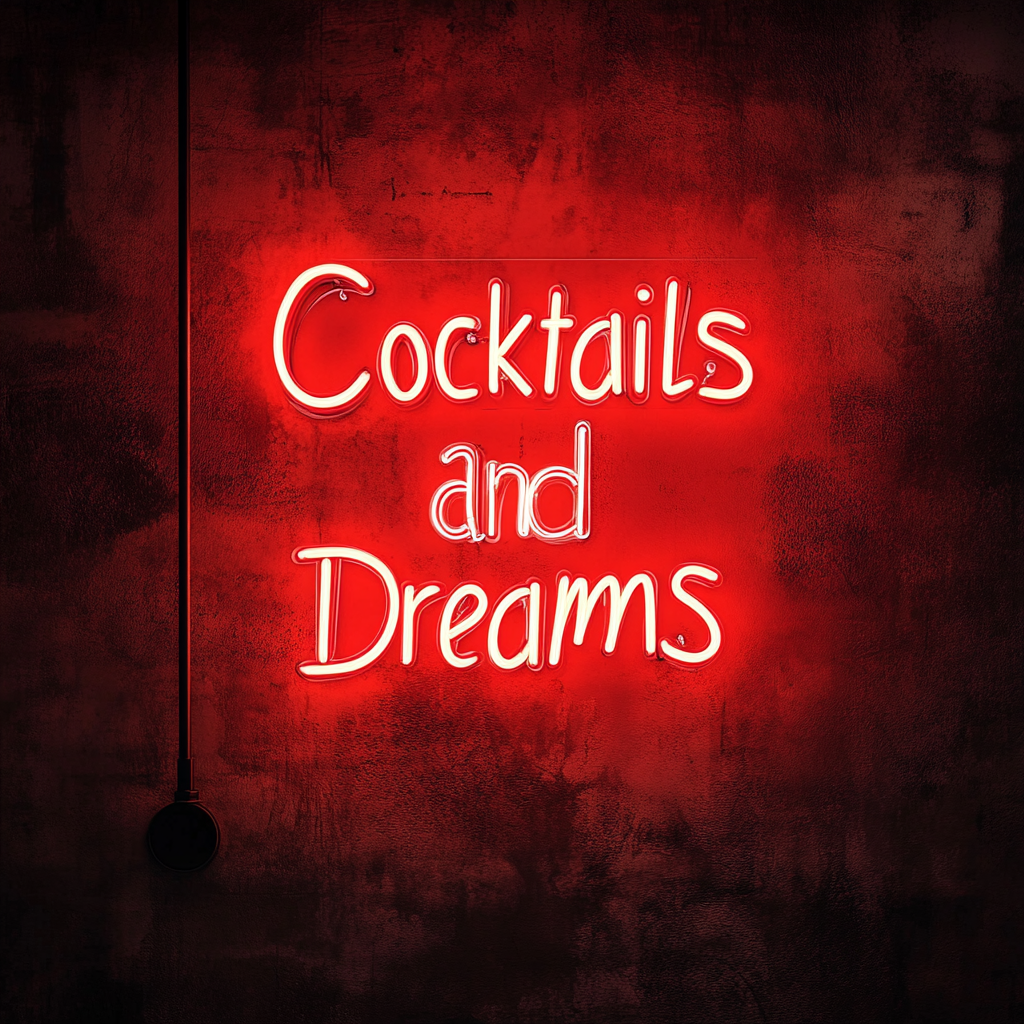 "Cocktails and Dreams" - Red Neon Sign, 24 Inches