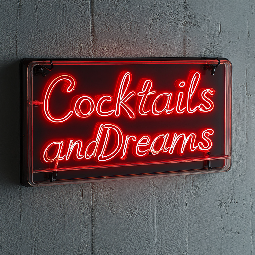 "Cocktails and Dreams" - Red Neon Sign, 24 Inches