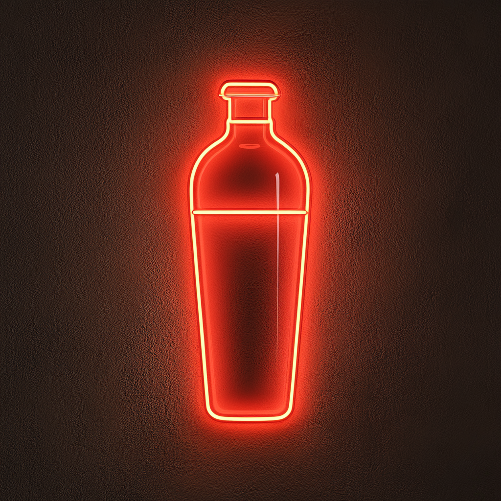 Cocktail Shaker - Red Neon Sign, 24 Inches