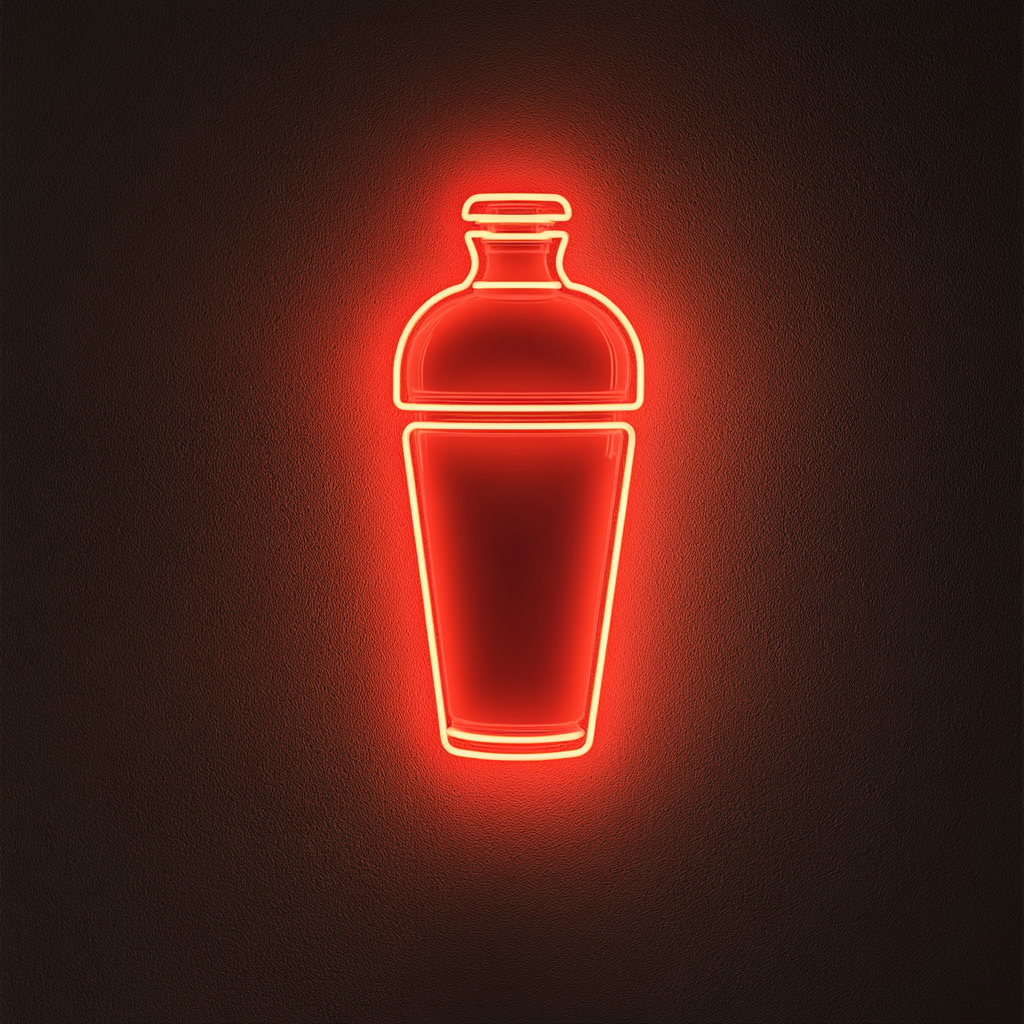 Cocktail Shaker - Red Neon Sign, 18 Inches