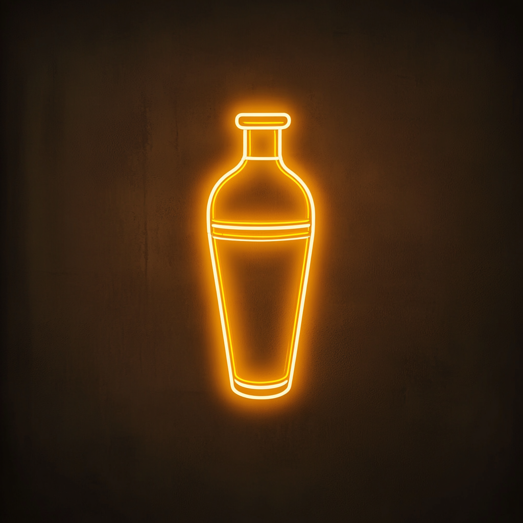 Cocktail Shaker - Yellow Neon Sign, 18 Inches