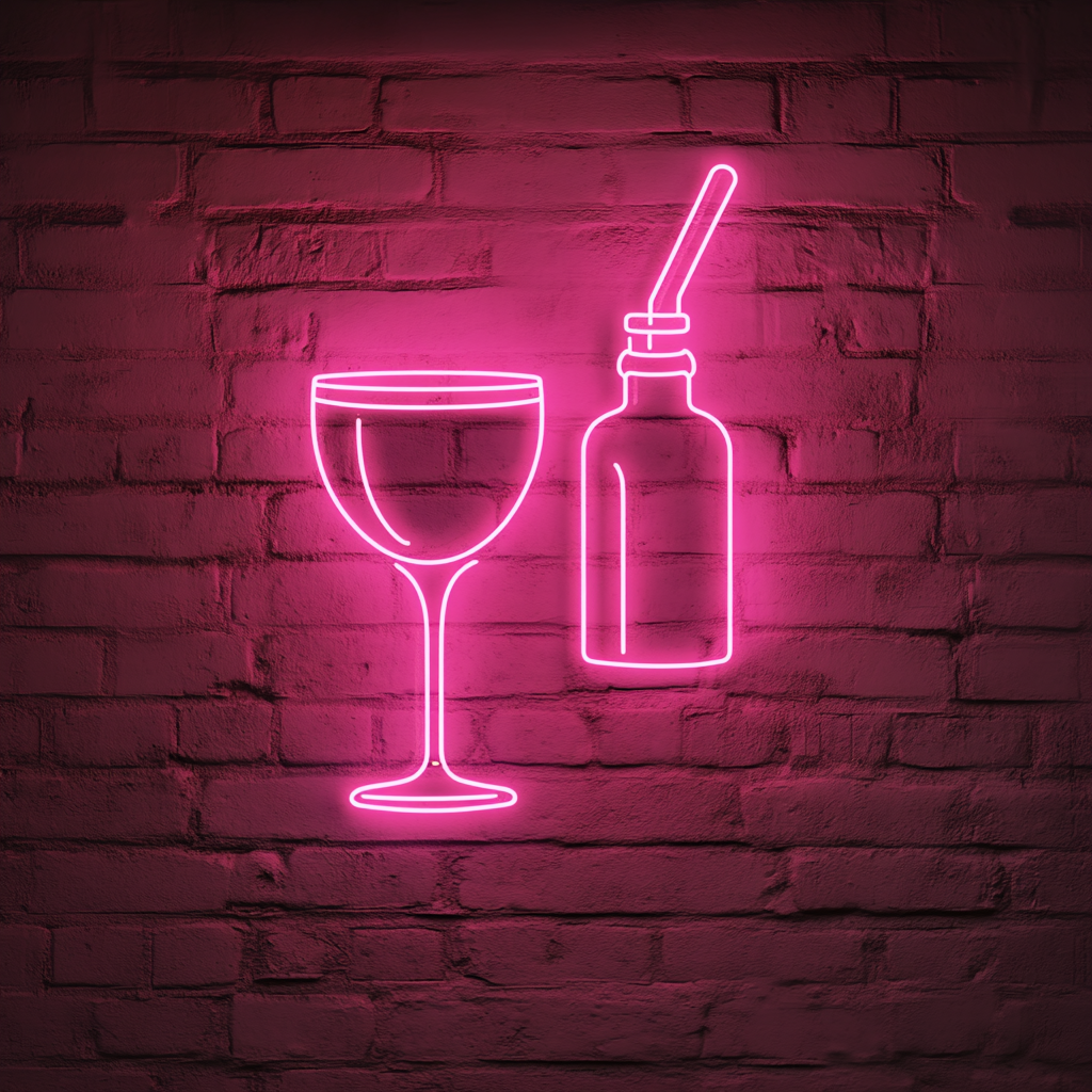 Cocktail Shaker and Glass - Pink Neon Sign, 24 Inches