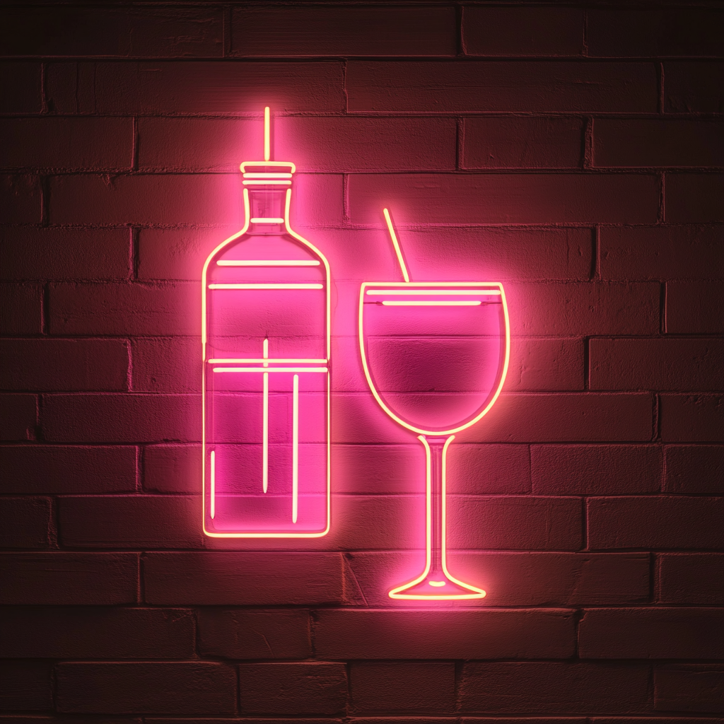 Cocktail Shaker and Glass - Pink Neon Sign, 24 Inches