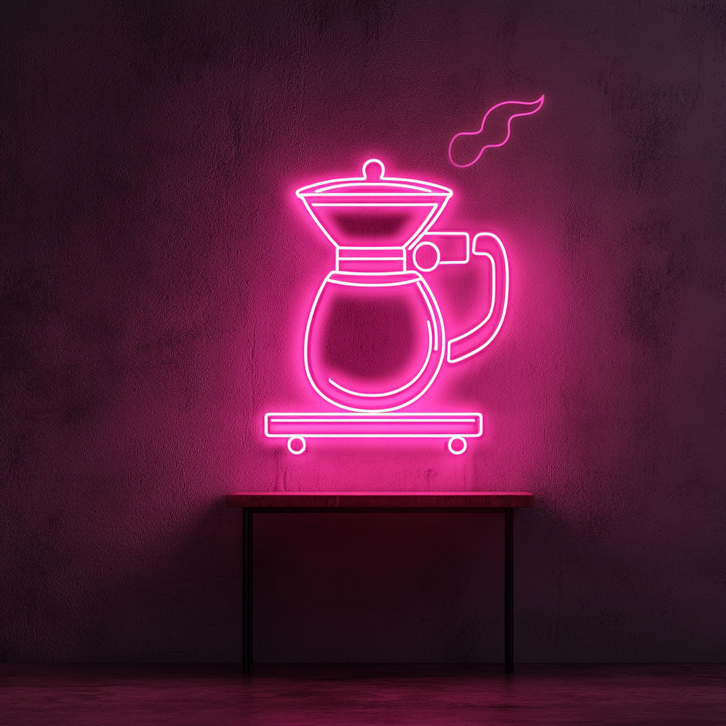 Coffee Bean Grinder - Pink Neon Sign, 24 Inches