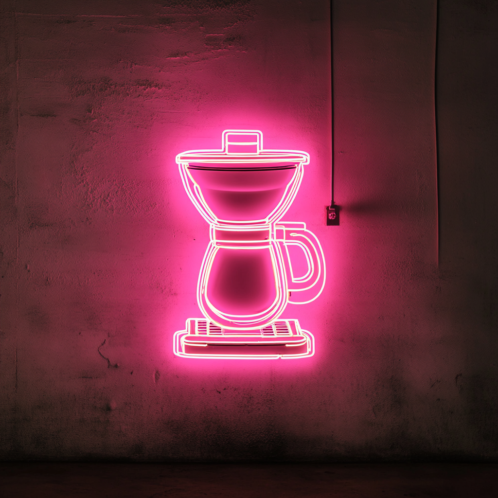Coffee Bean Grinder - Pink Neon Sign, 24 Inches