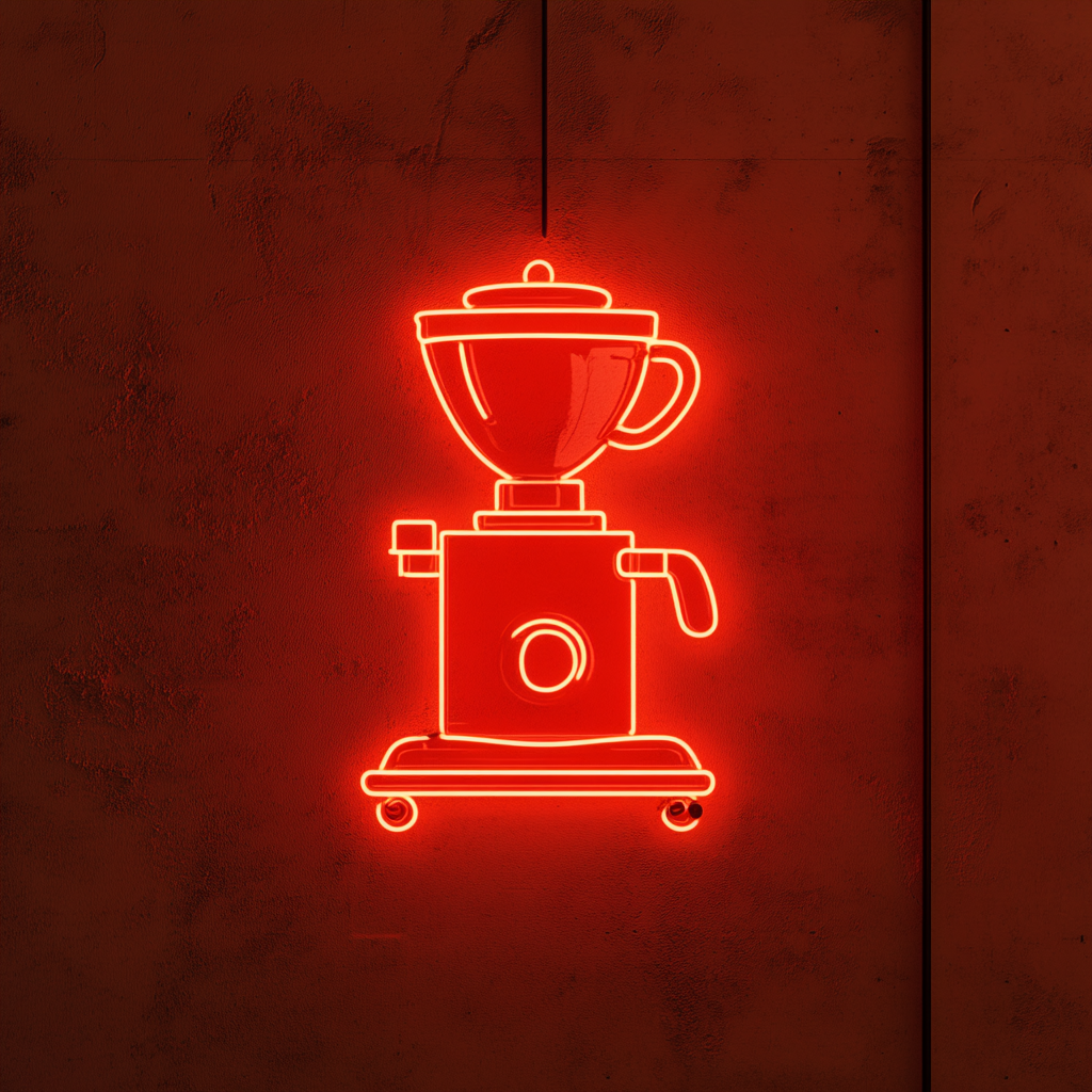 Coffee Bean Grinder - Red Neon Sign, 24 Inches