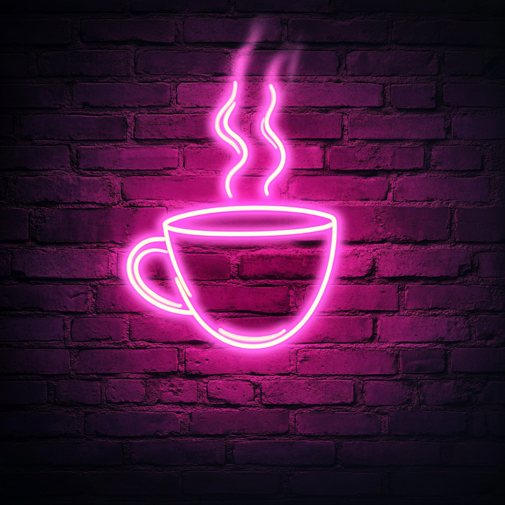 Coffee Cup - Pink Neon Sign, 24 Inches