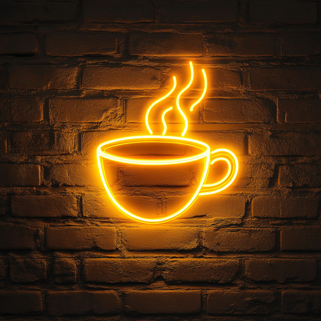 Coffee Cup - Yellow Neon Sign, 24 Inches