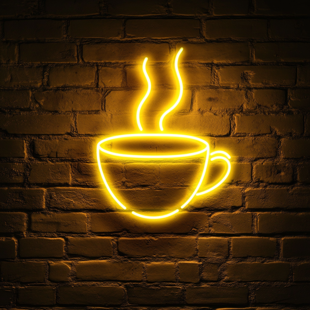 Coffee Cup - Yellow Neon Sign, 24 Inches