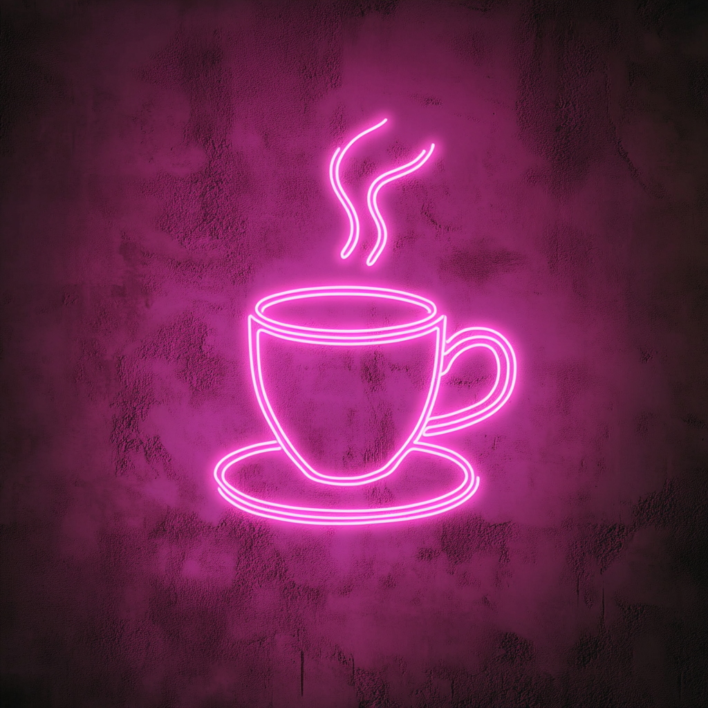 Coffee Pot with Cup - Pink Neon Sign, 24 Inches