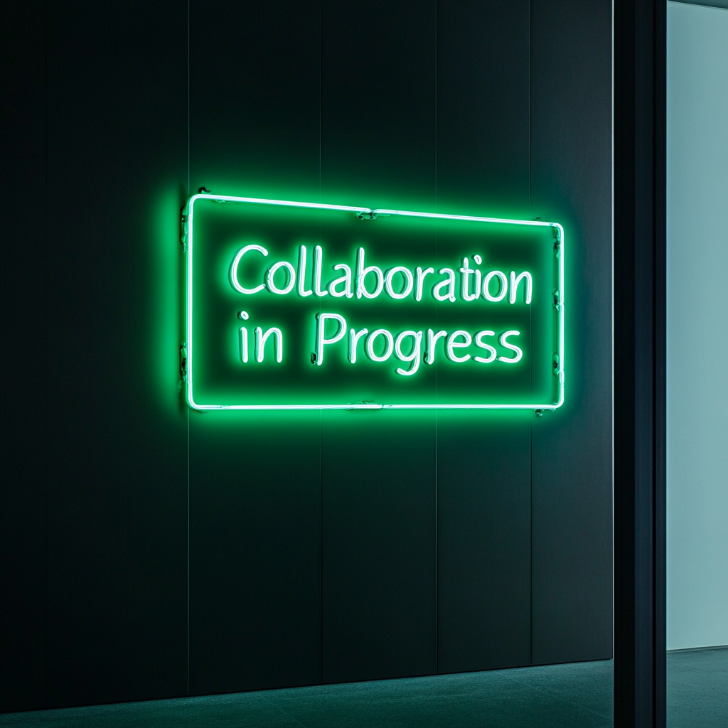 "Collaboration in Progress" - Green Neon Sign, 24 Inches