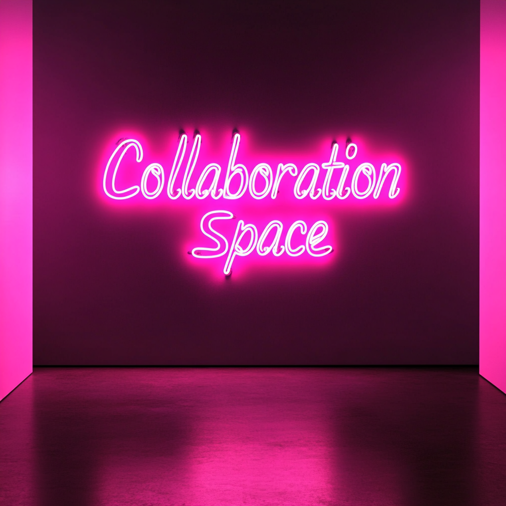 "Collaboration Space" - Pink Neon Sign, 24 Inches