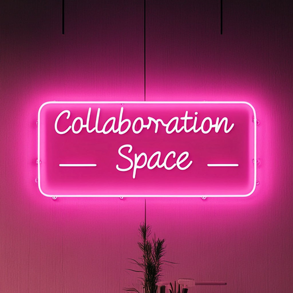 "Collaboration Space" - Pink Neon Sign, 24 Inches