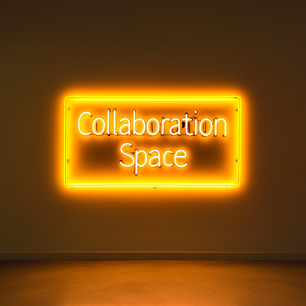 "Collaboration Space" - Yellow Neon Sign, 24 Inches