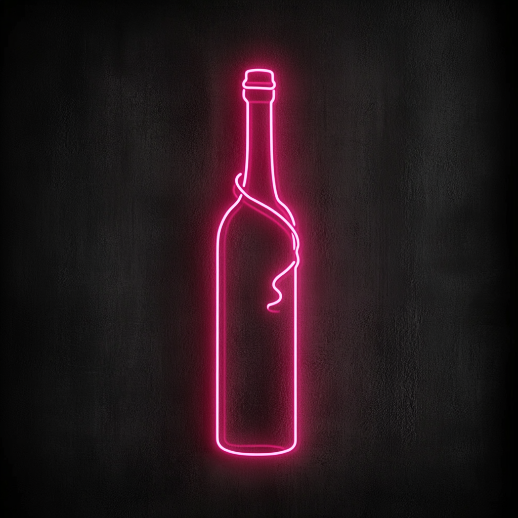 Corkscrew Twisting into Wine Bottle - Pink Neon Sign, 24 Inches