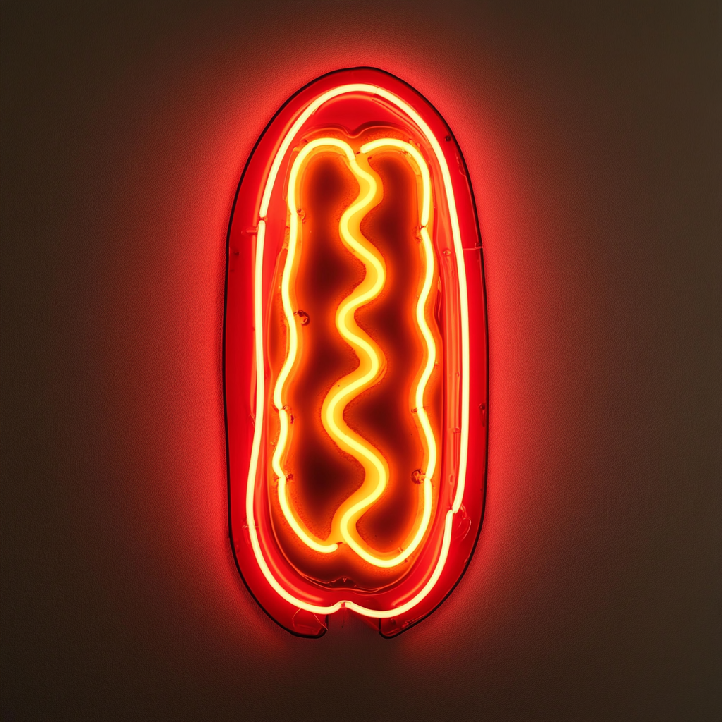 Corn Dog with Mustard - Red Neon Sign, 24 Inches