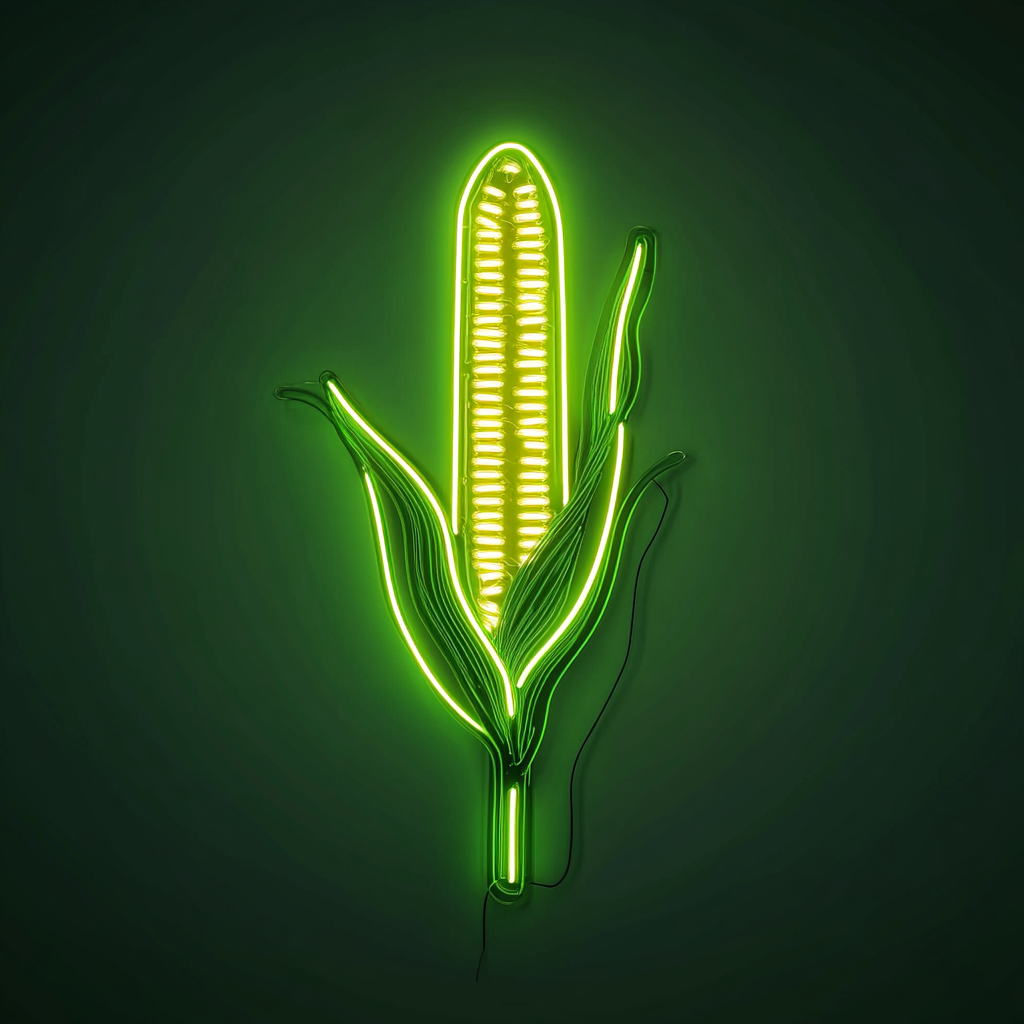 Corn on the Cob - Green Neon Sign, 24 Inches