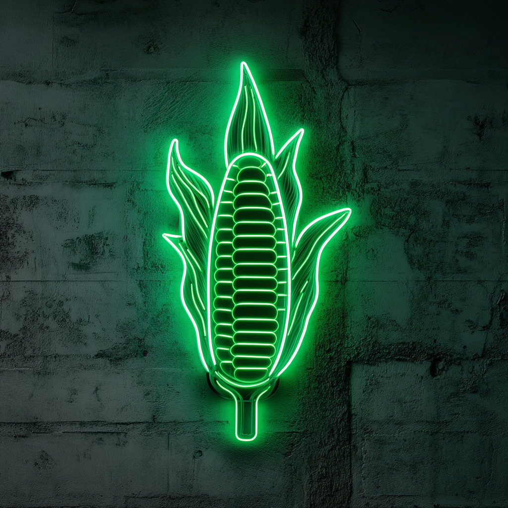 Corn on the Cob with Butter - Green Neon Sign, 18 Inches