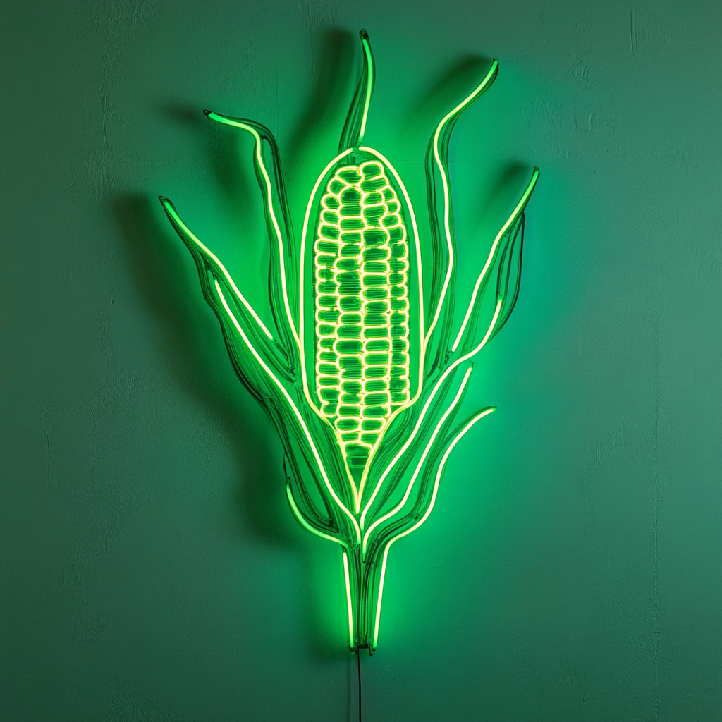 Corn on the Cob with Butter - Green Neon Sign, 18 Inches