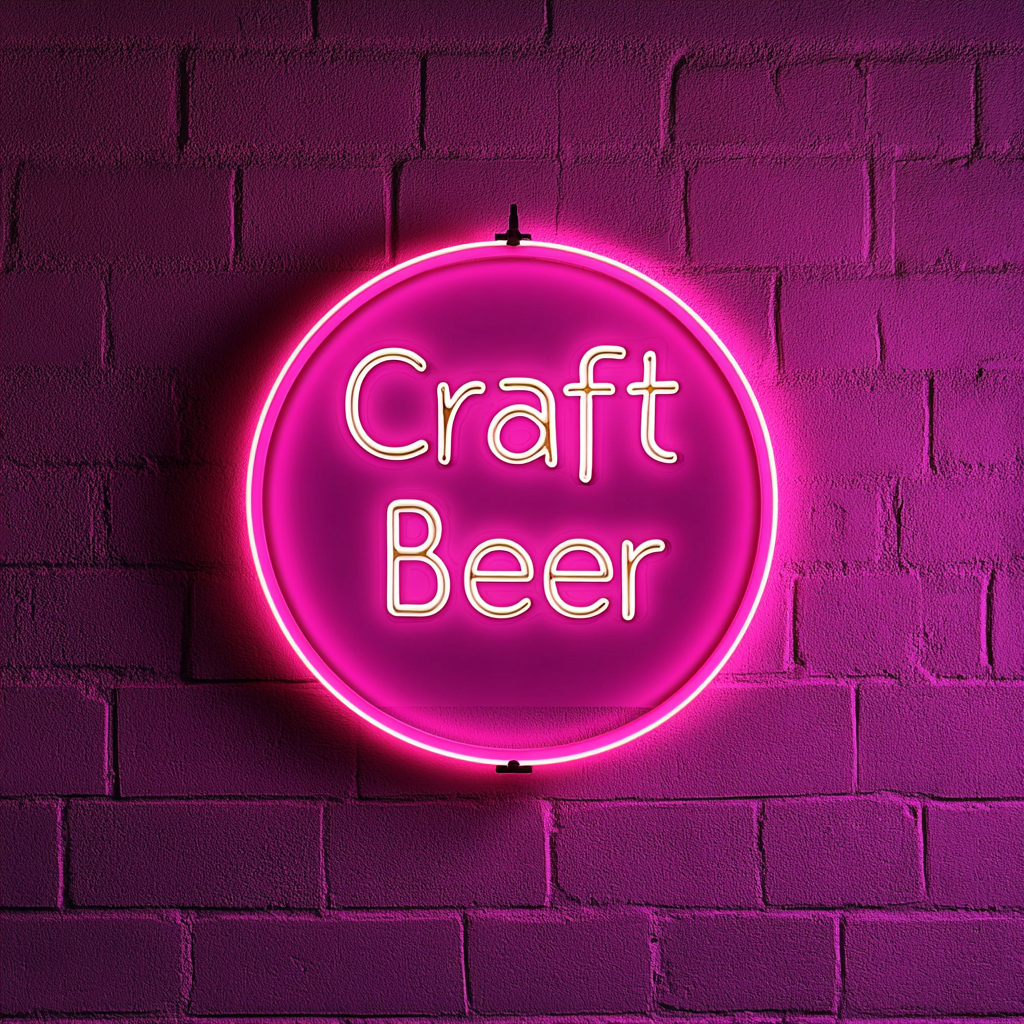 "Craft Beer" - Pink Neon Sign, 24 Inches