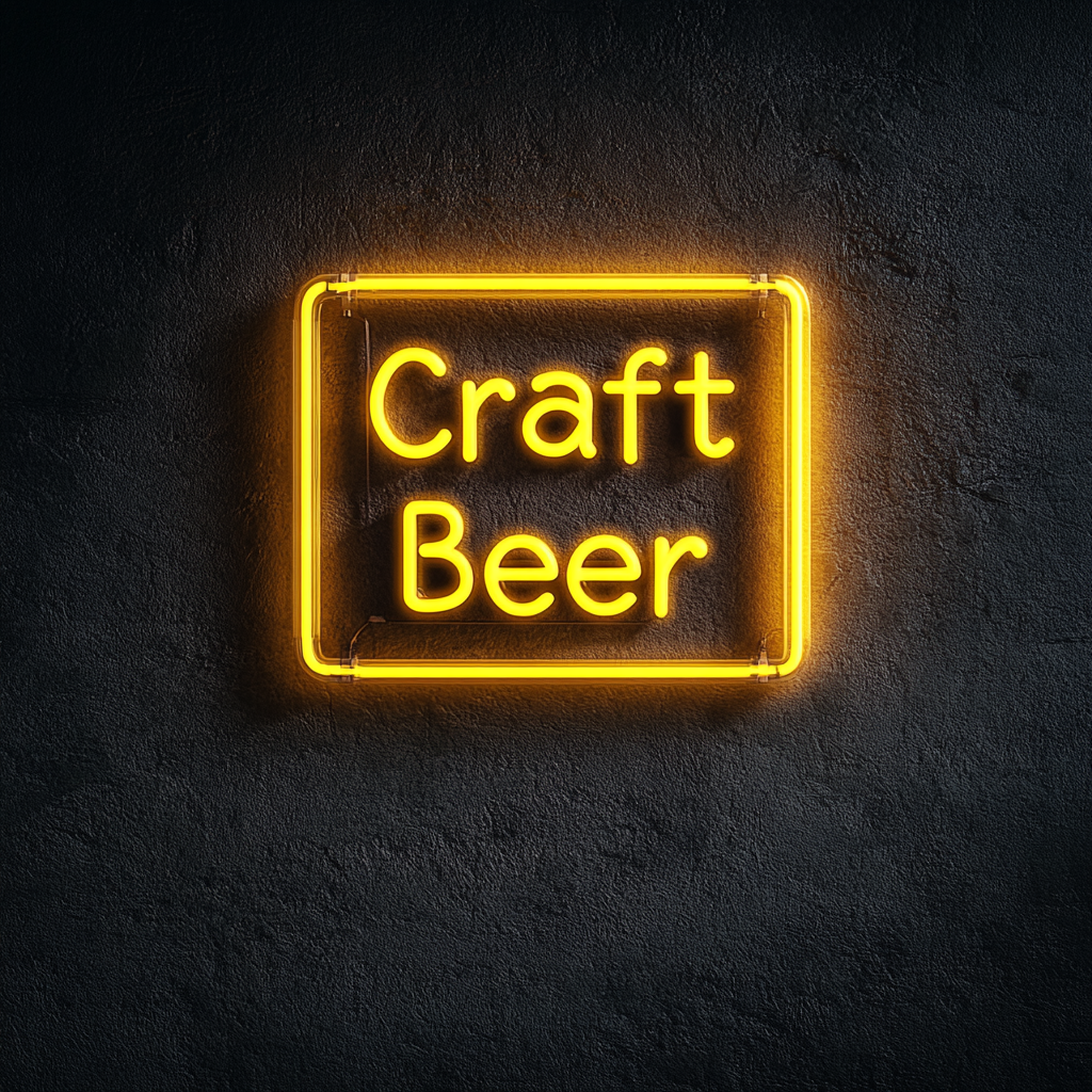 "Craft Beer" - Yellow Neon Sign, 24 Inches