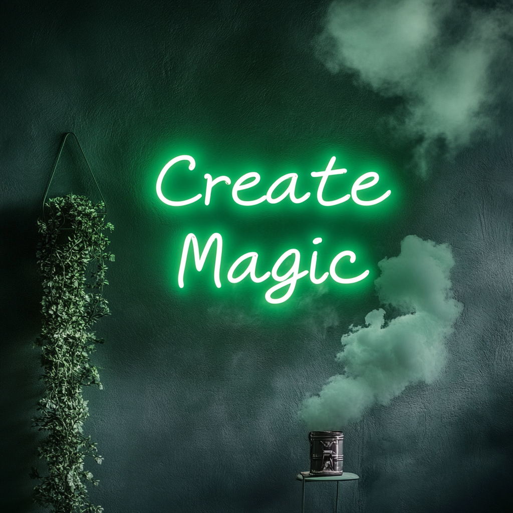 "Create Magic" - Green Neon Sign, 24 Inches