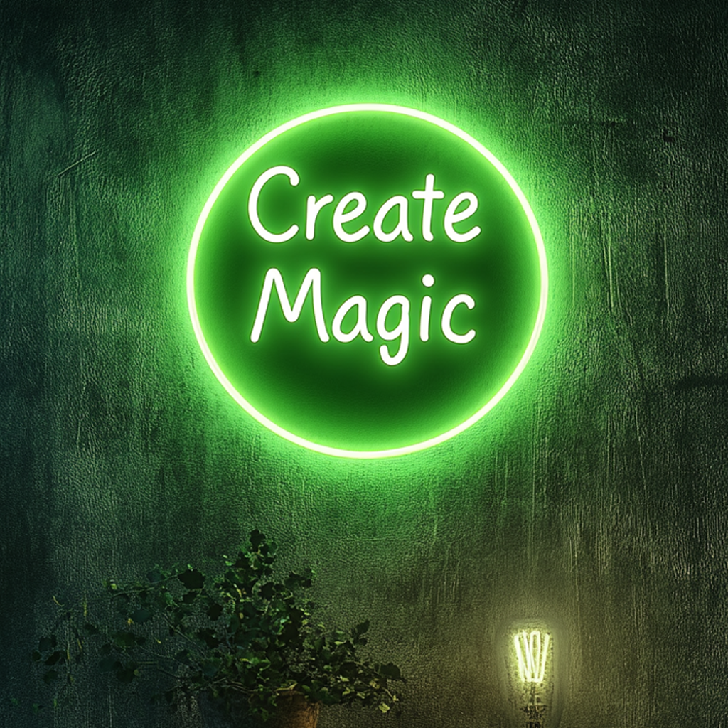 "Create Magic" - Green Neon Sign, 24 Inches