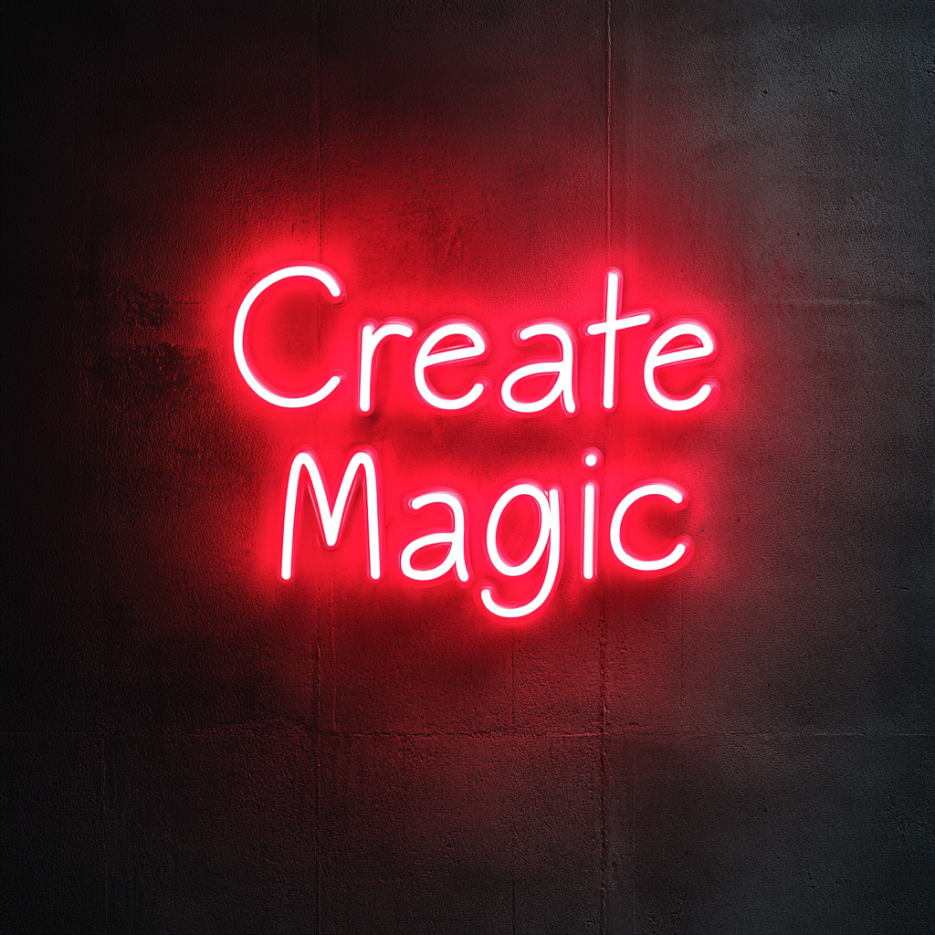 "Create Magic" - Red Neon Sign, 24 Inches