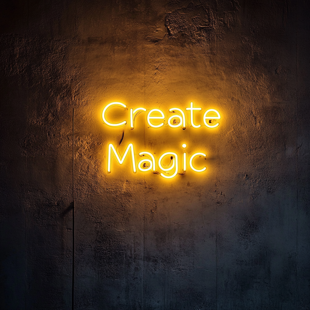 "Create Magic" - Yellow Neon Sign, 24 Inches