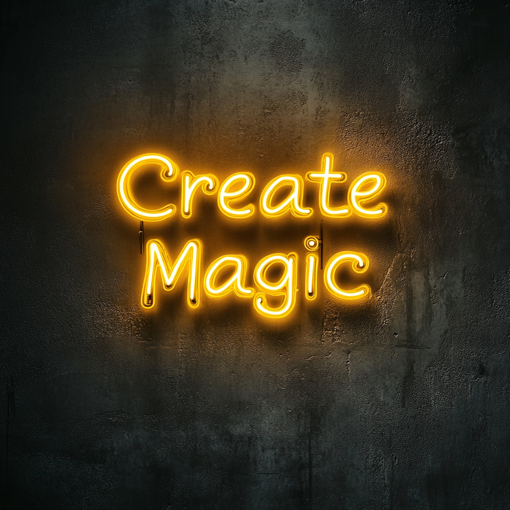 "Create Magic" - Yellow Neon Sign, 24 Inches