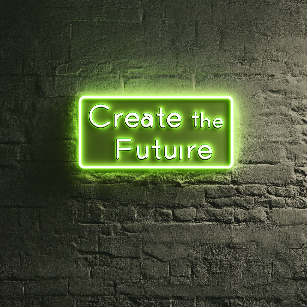 "Create the Future" - Green Neon Sign, 24 Inches