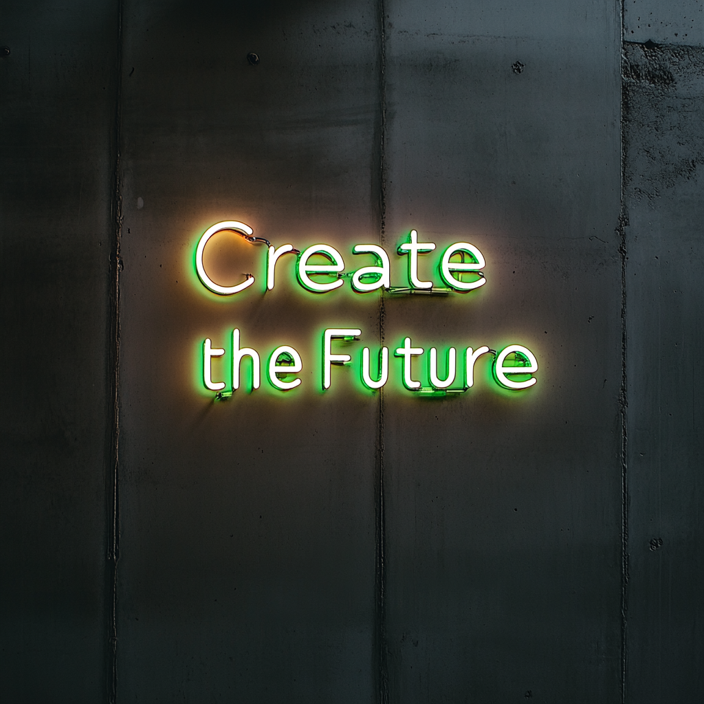 "Create the Future" - Green Neon Sign, 24 Inches