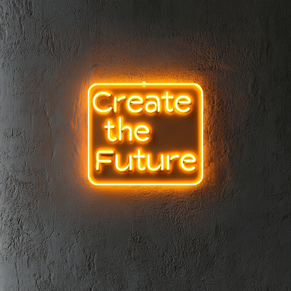 "Create the Future" - Yellow Neon Sign, 24 Inches