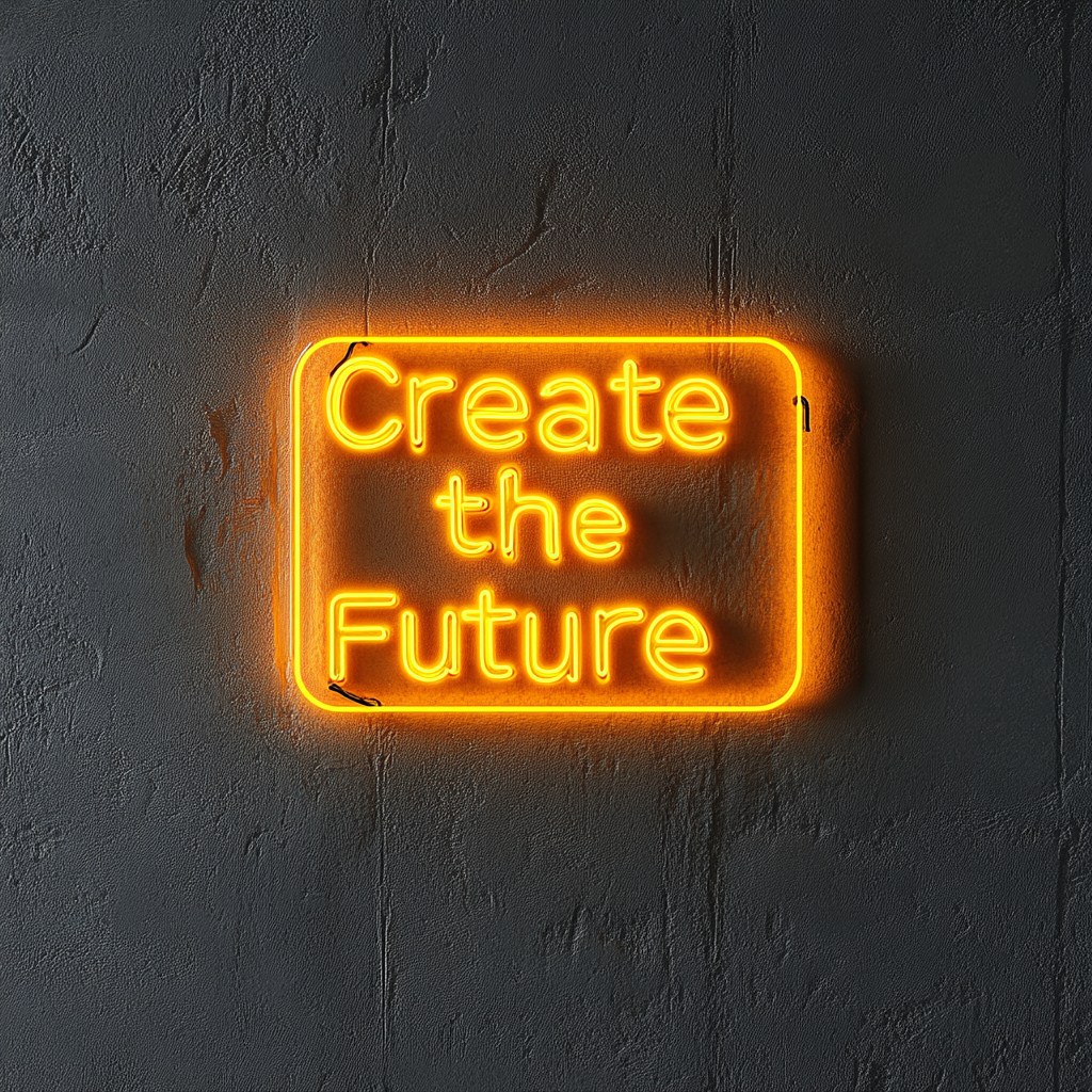 "Create the Future" - Yellow Neon Sign, 24 Inches