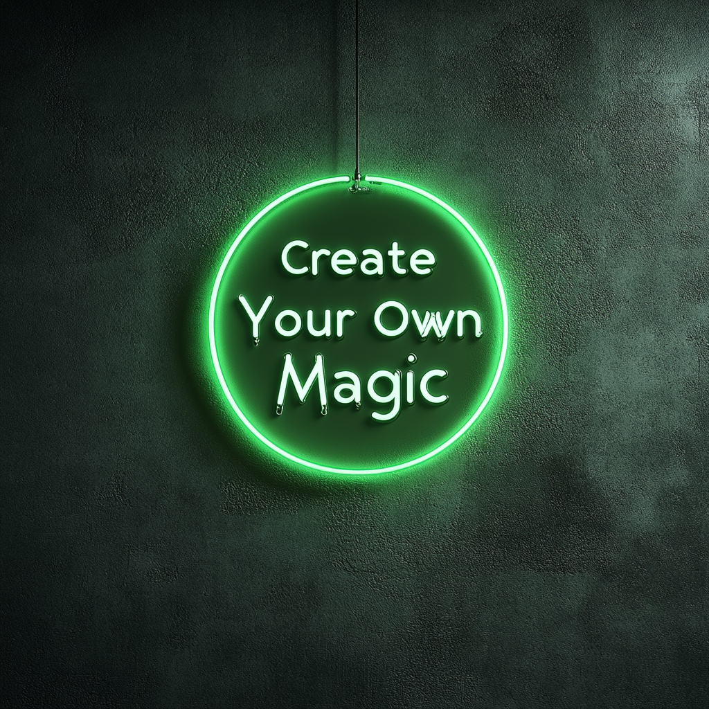 Create Your Own Magic - Green Neon Sign, 24 Inches