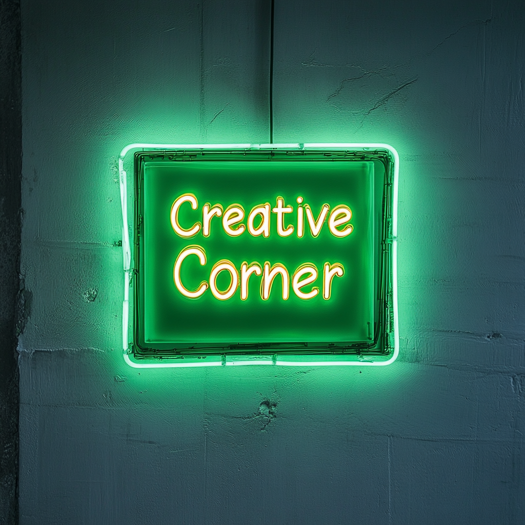 "Creative Corner" - Green Neon Sign, 24 Inches