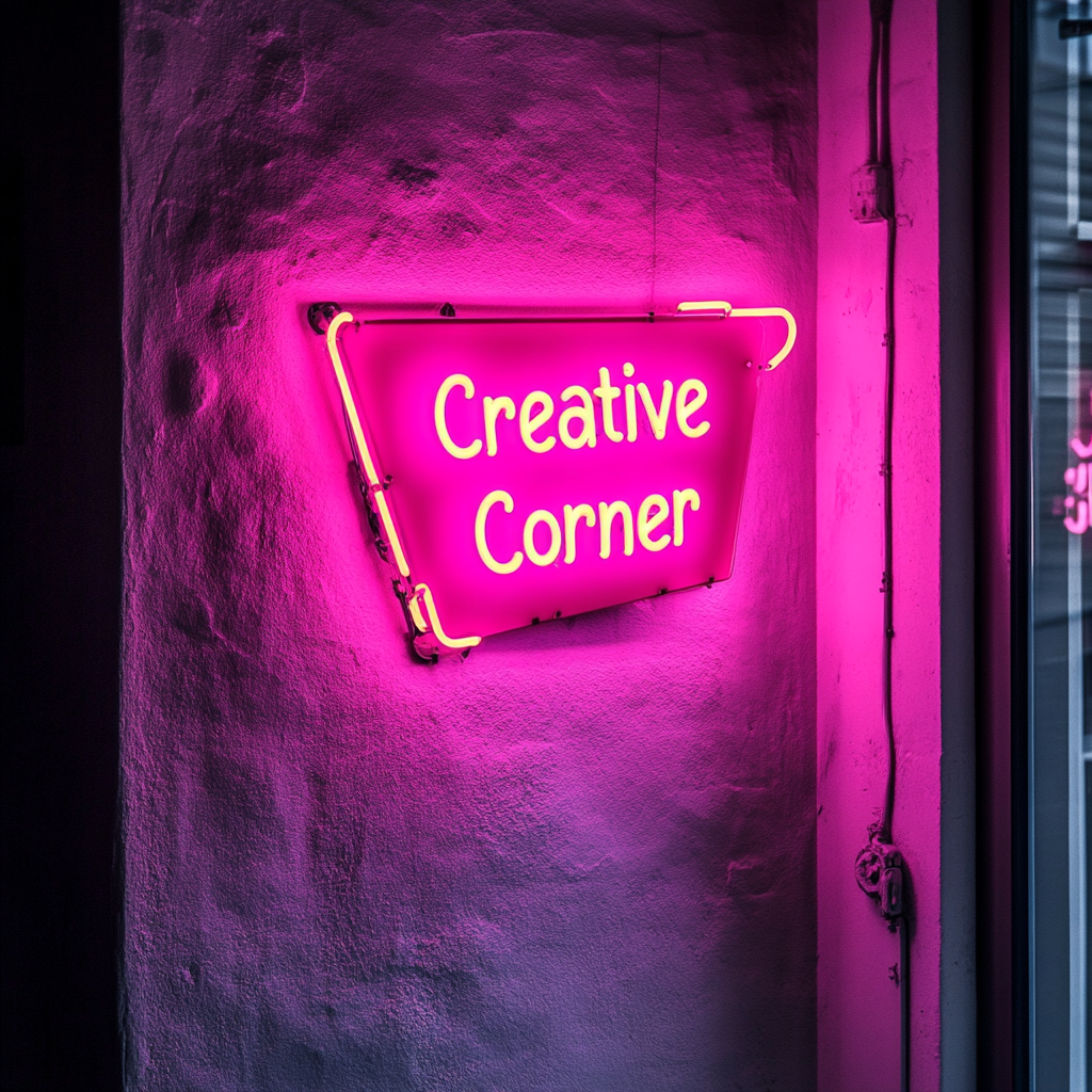 "Creative Corner" - Pink Neon Sign, 24 Inches