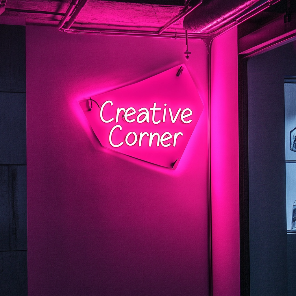 "Creative Corner" - Pink Neon Sign, 24 Inches