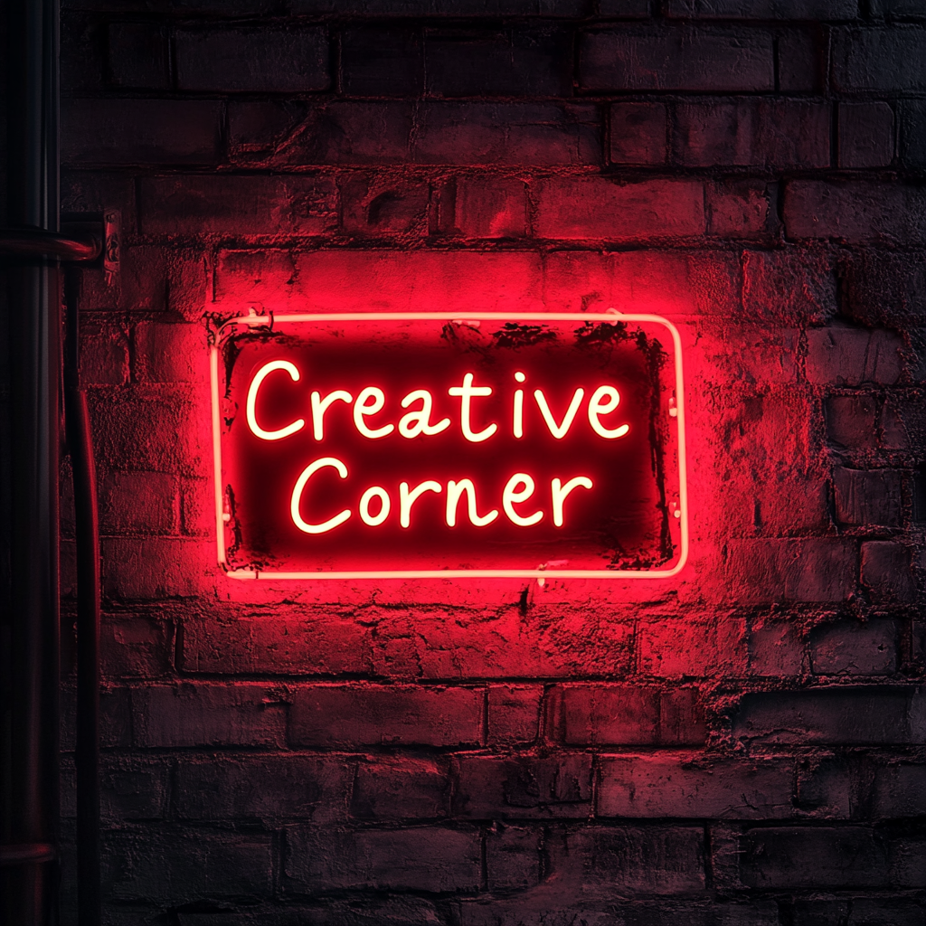 "Creative Corner" - Red Neon Sign, 24 Inches
