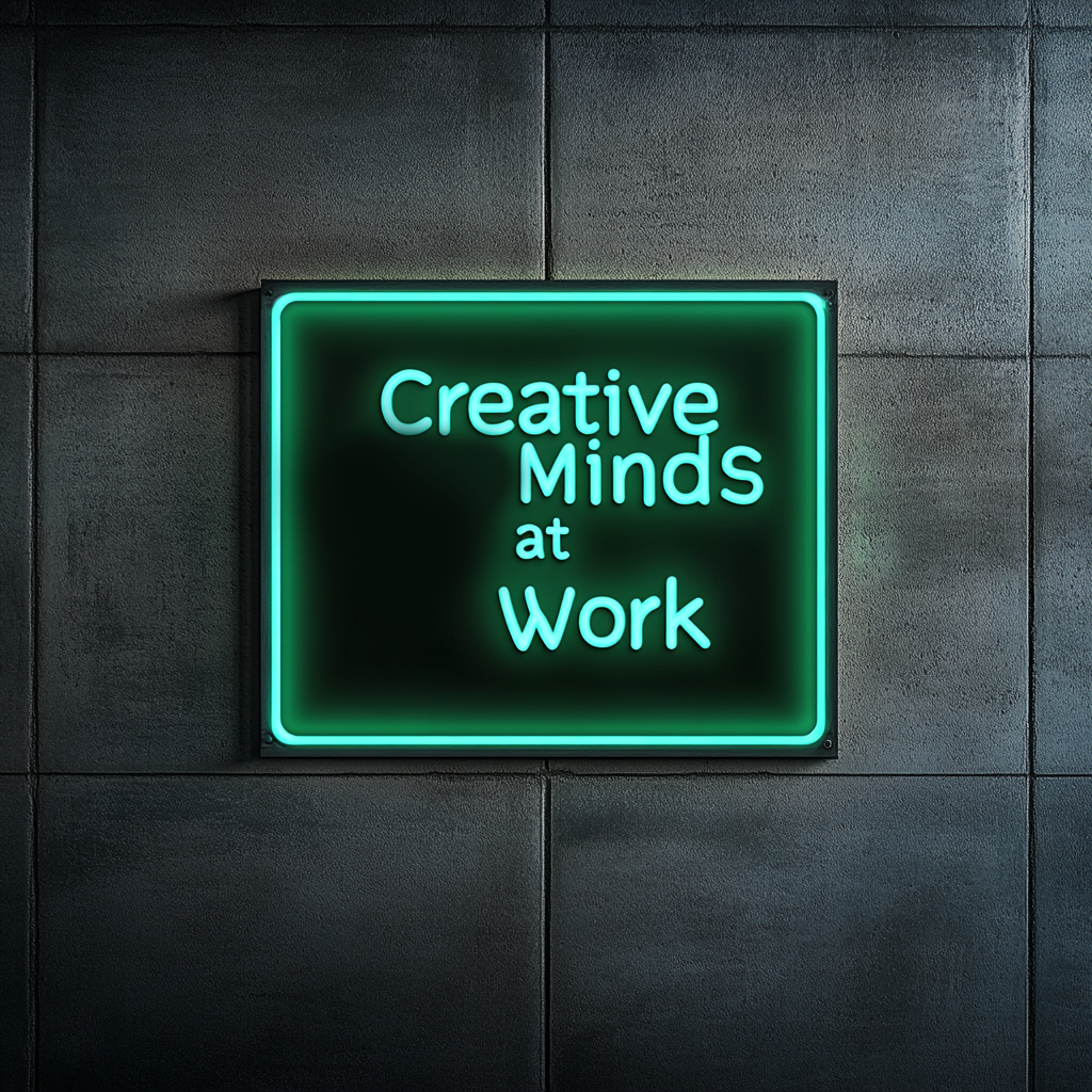 "Creative Minds at Work" - Green Neon Sign, 24 Inches