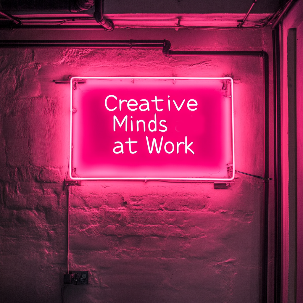 "Creative Minds at Work" - Pink Neon Sign, 24 Inches