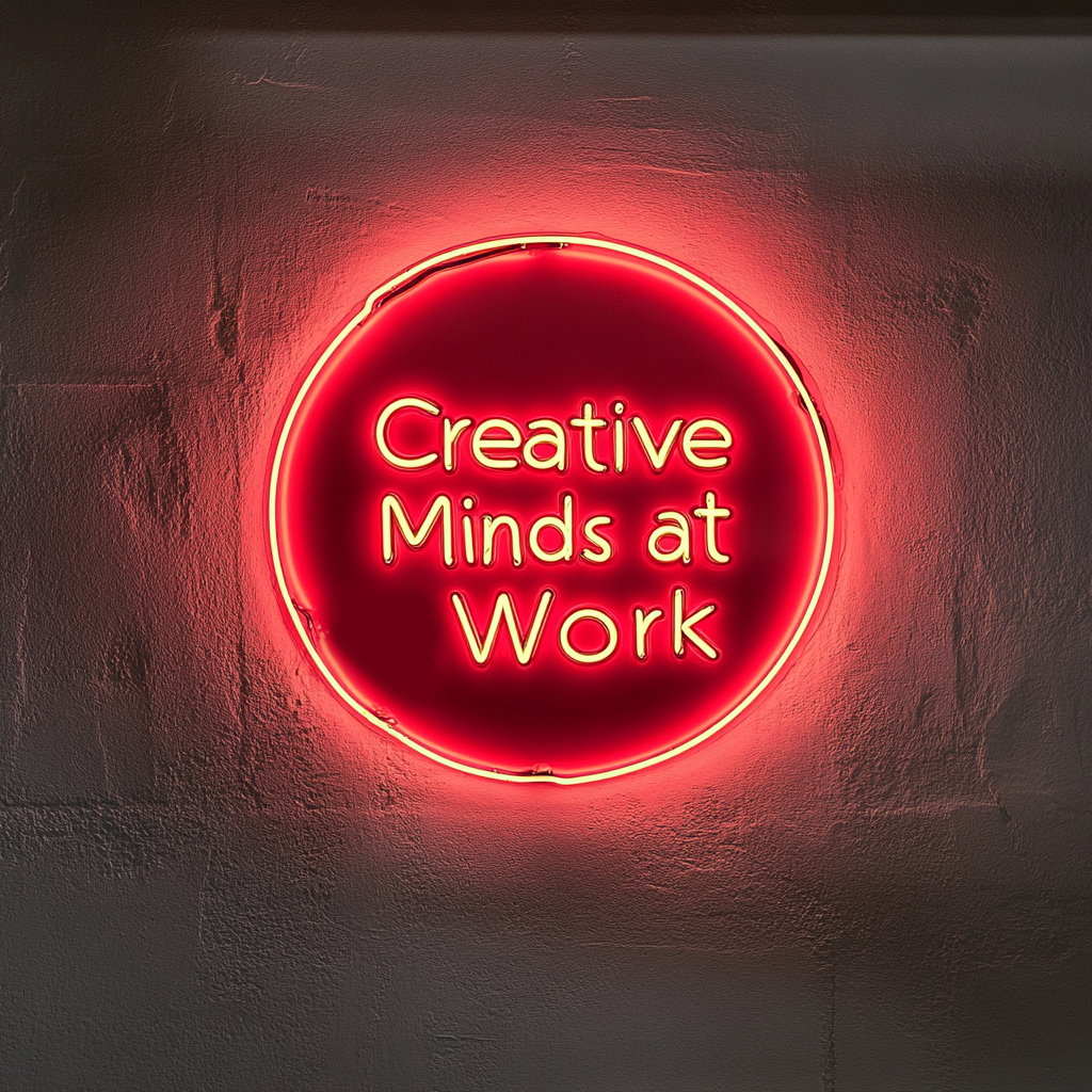 "Creative Minds at Work" - Red Neon Sign, 24 Inches
