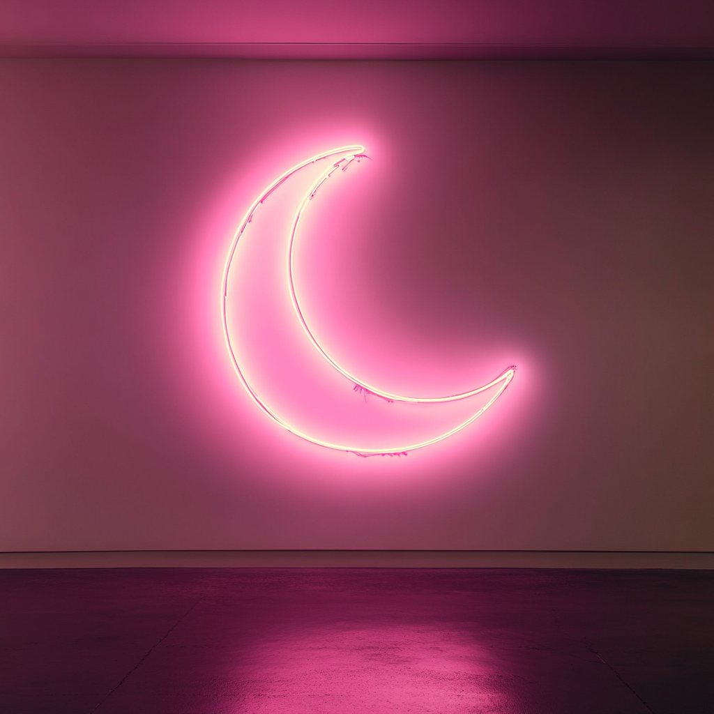 Crescent Moon - Pink Neon Sign, 24 Inches